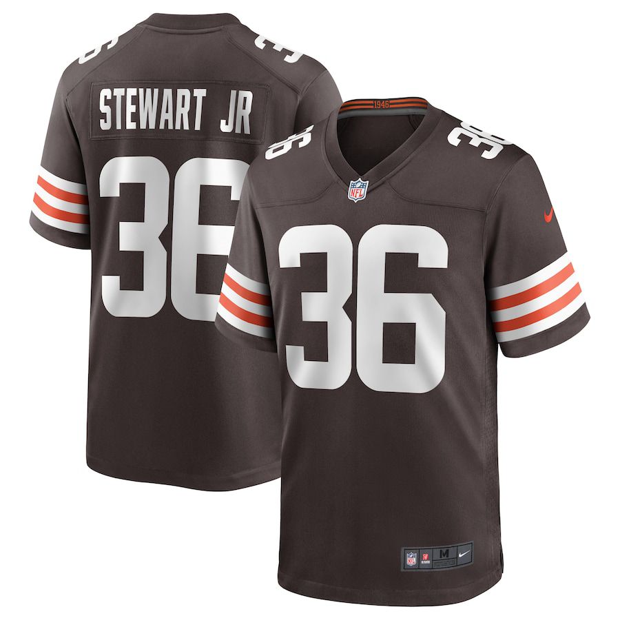 Men Cleveland Browns 36 M.J. Stewart Jr Nike Brown Game NFL Jersey